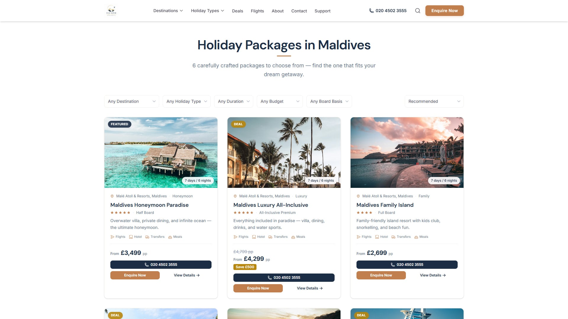 Maldives destination page — holiday packages