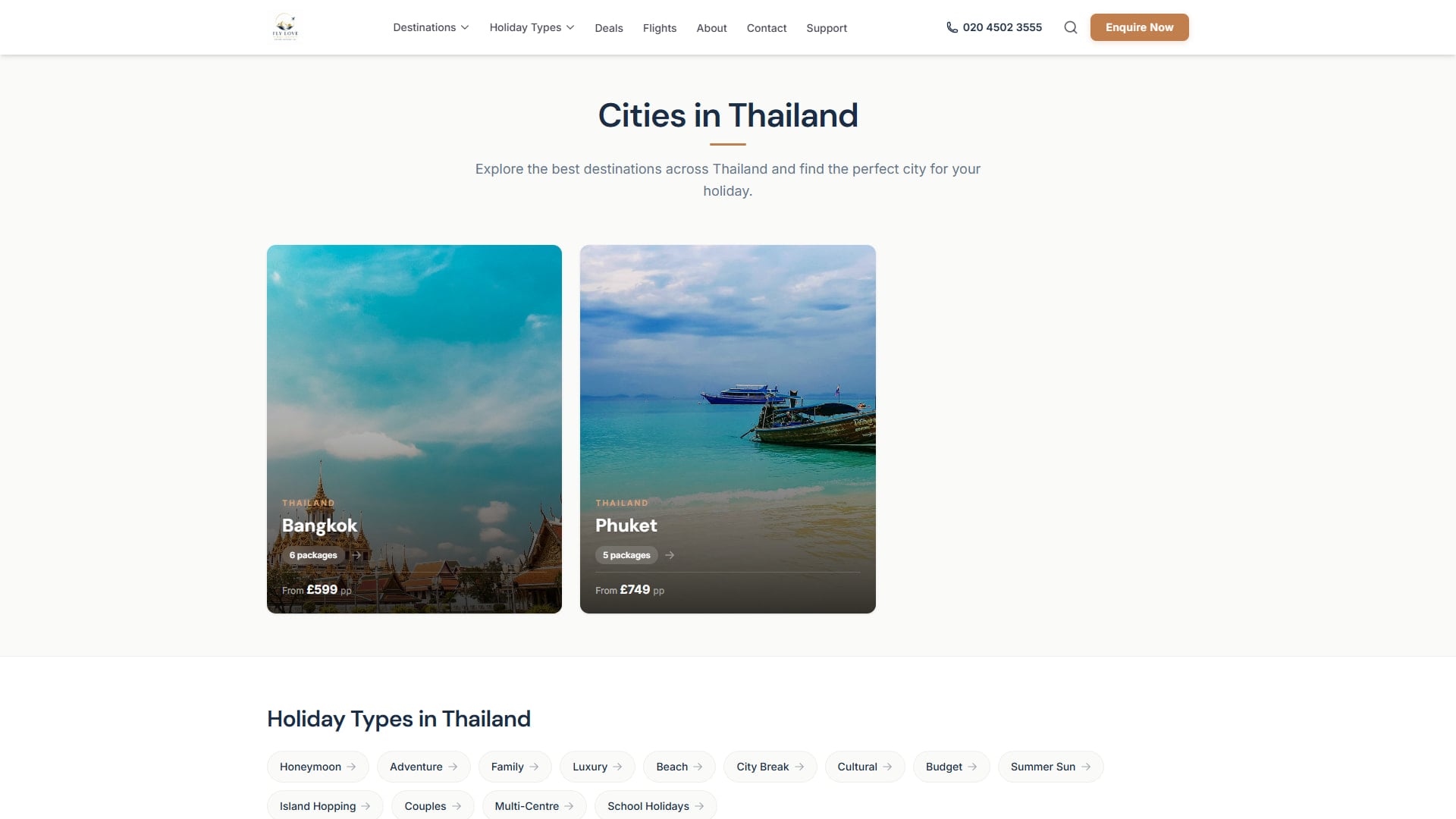 Thailand destination page — cities