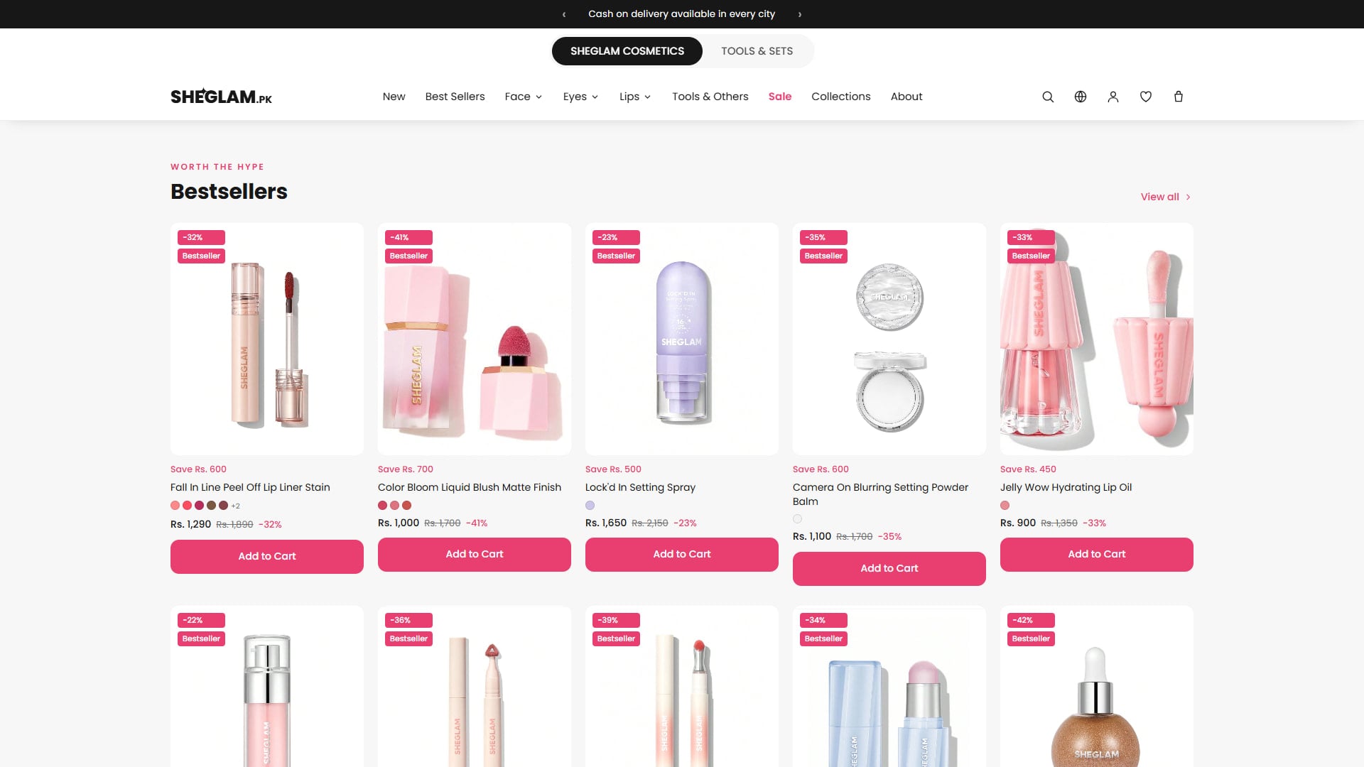 Homepage — bestsellers product grid