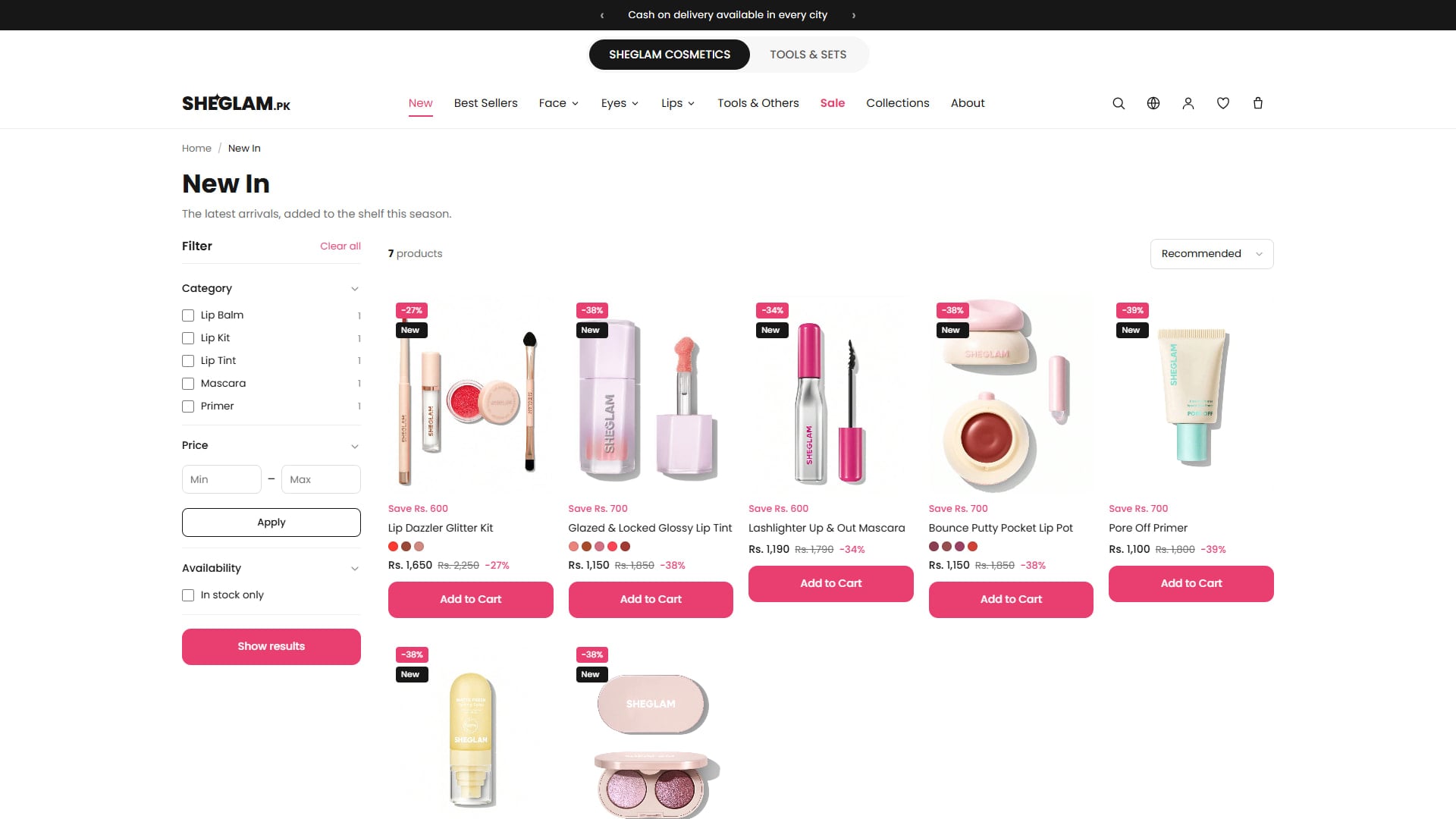 New In — filterable product listing