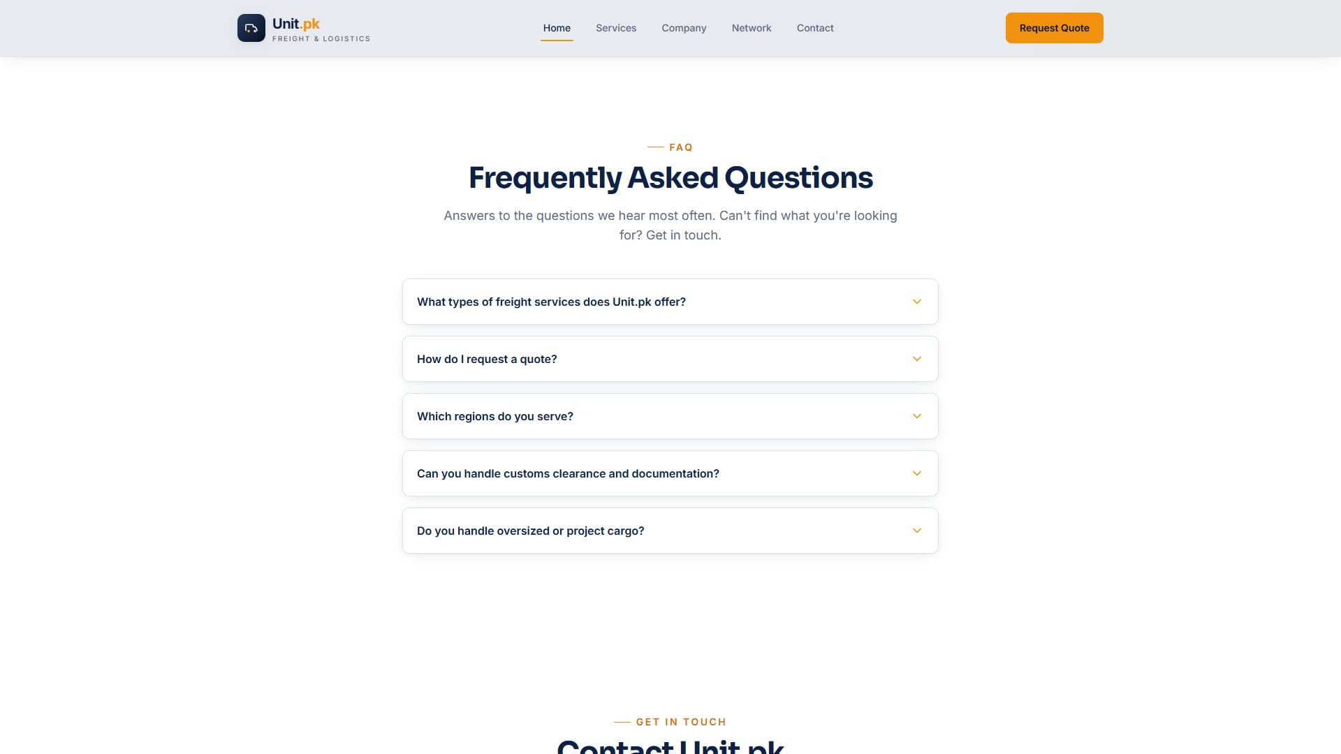 Homepage — FAQ accordion
